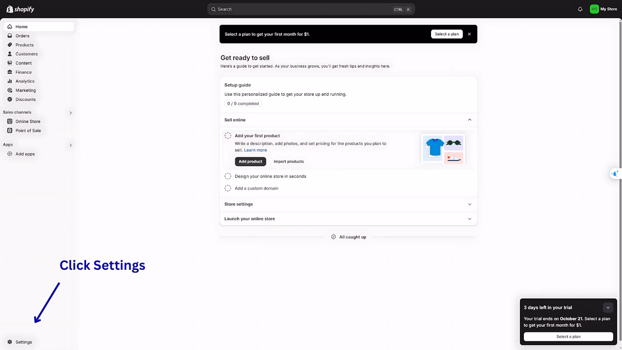 Navigate to Settings > Notifications in the Shopify admin.
